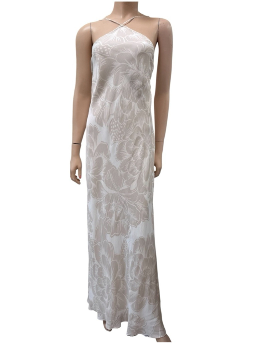 FARM Rio Off-White Beaded Halter Silk-Blend Resort Maxi Dress XL NWT - Picture 3 of 10